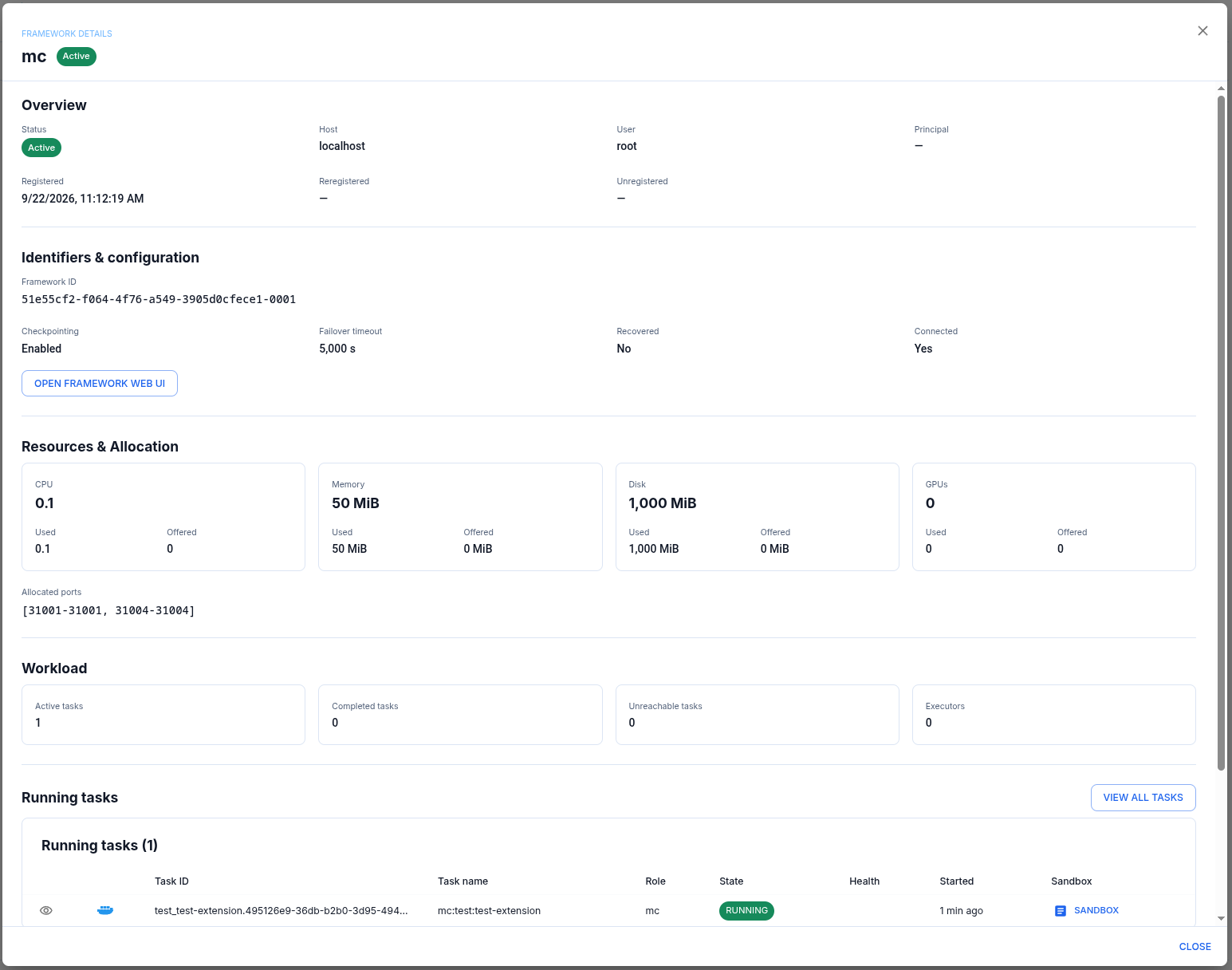 ClusterD Docker Desktop Extension framework detail view